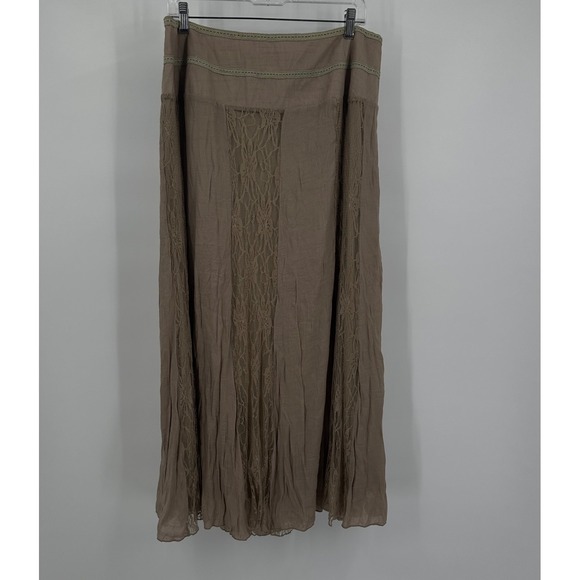 J Gee Womens Boho Midi Skirt Size 2X Lace Inserts Flowy Romantic Peasant Gypsy - Picture 1 of 7